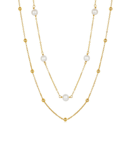 Pearl Geometric Minimalist Multi Strand Necklace-Necklaces-Krush Kandy, Women's Online Fashion Boutique Located in Phoenix, Arizona (Scottsdale Area)