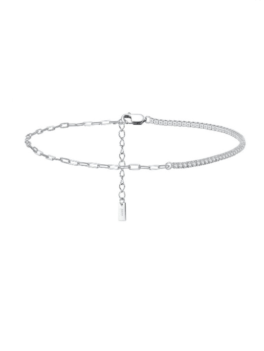 Cubic Zirconia Minimalist Asymmetrical Chain Anklet-Bracelets-Krush Kandy, Women's Online Fashion Boutique Located in Phoenix, Arizona (Scottsdale Area)