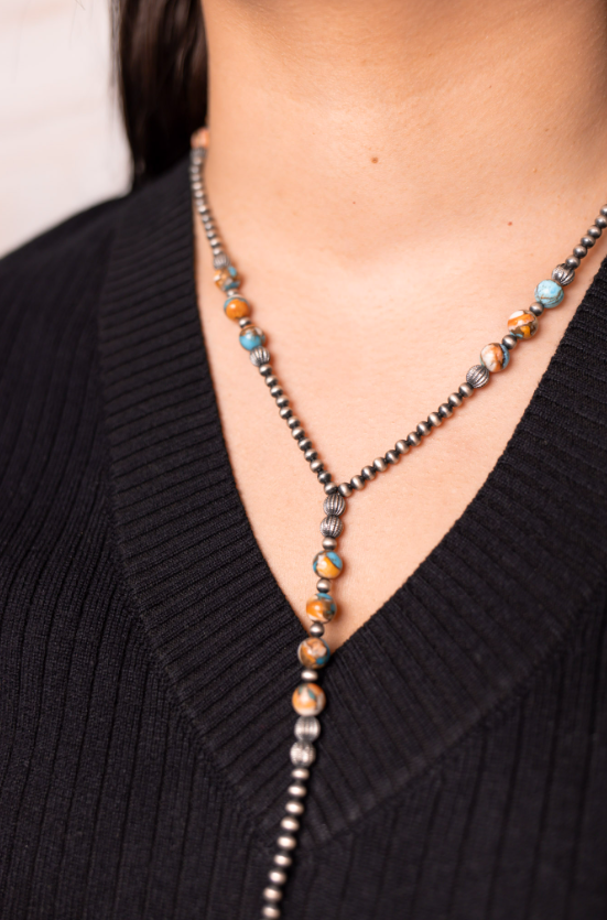 Copper Infused Desert Pearl Lariat Necklace-Necklaces-Krush Kandy, Women's Online Fashion Boutique Located in Phoenix, Arizona (Scottsdale Area)