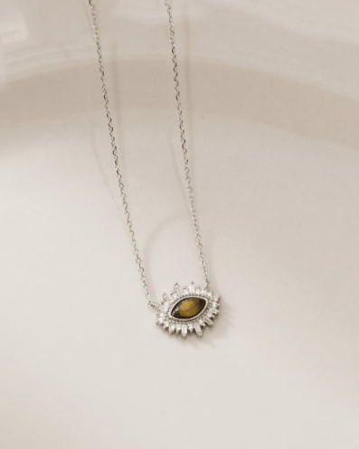 Tiger Eye Irregular Vintage Evil Eye Necklace-Necklaces-Krush Kandy, Women's Online Fashion Boutique Located in Phoenix, Arizona (Scottsdale Area)