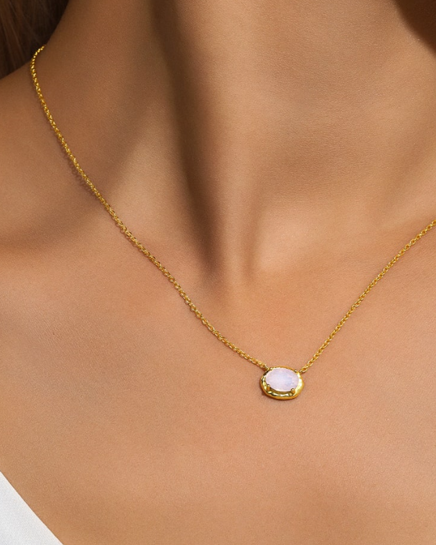 Little Opal Slab Minimalist Necklace-Necklaces-Krush Kandy, Women's Online Fashion Boutique Located in Phoenix, Arizona (Scottsdale Area)