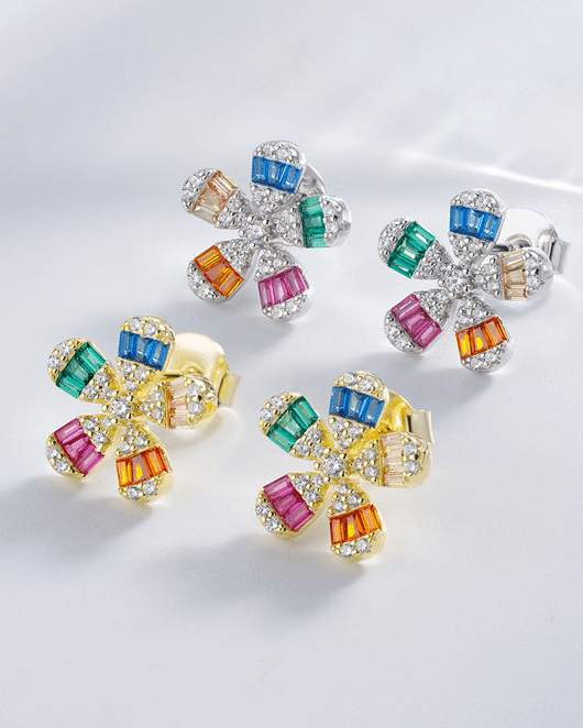 Cubic Zirconia Flower Luxury Stud Earring-Earrings-Krush Kandy, Women's Online Fashion Boutique Located in Phoenix, Arizona (Scottsdale Area)