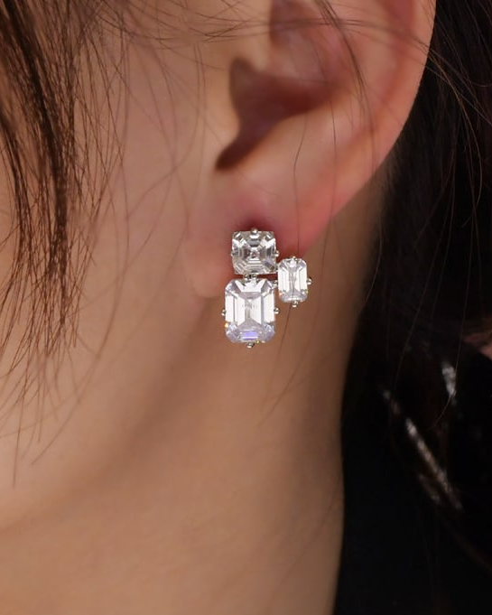 Cubic Zirconia Geometric Luxury Stud Earring-Earrings-Krush Kandy, Women's Online Fashion Boutique Located in Phoenix, Arizona (Scottsdale Area)