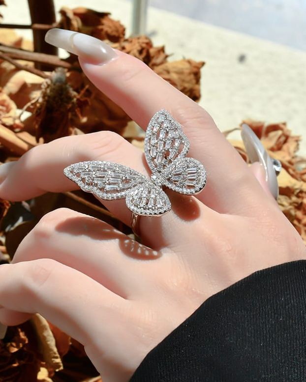 Hollow Butterfly Luxury Band Ring-Ring-Krush Kandy, Women's Online Fashion Boutique Located in Phoenix, Arizona (Scottsdale Area)