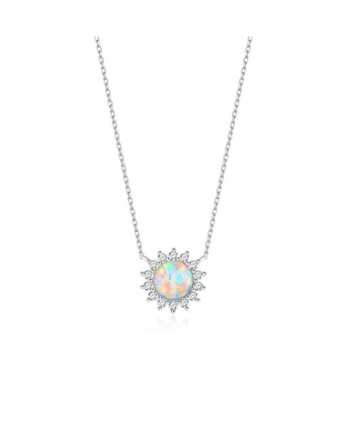 Opal Flower Dainty Necklace-Necklaces-Krush Kandy, Women's Online Fashion Boutique Located in Phoenix, Arizona (Scottsdale Area)