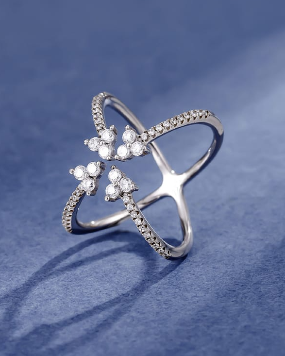 High Carbon Diamond Cross Minimalist Band Ring-Rings-Krush Kandy, Women's Online Fashion Boutique Located in Phoenix, Arizona (Scottsdale Area)