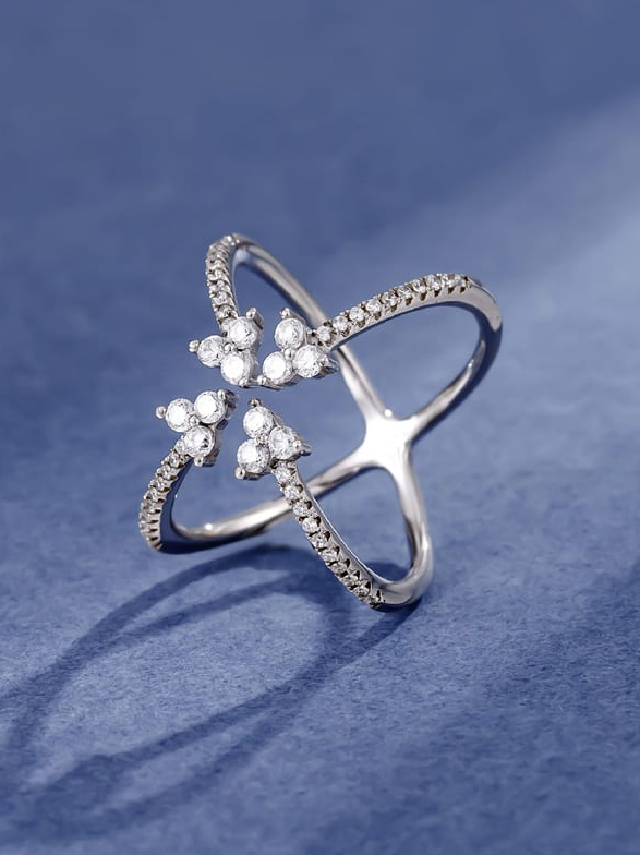 High Carbon Diamond Cross Minimalist Band Ring-Rings-Krush Kandy, Women's Online Fashion Boutique Located in Phoenix, Arizona (Scottsdale Area)