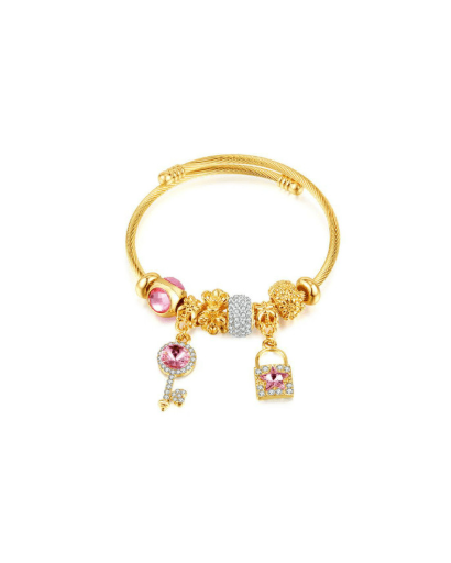 Rhinestone Key Trend Charm Bracelet-Bracelets-Krush Kandy, Women's Online Fashion Boutique Located in Phoenix, Arizona (Scottsdale Area)