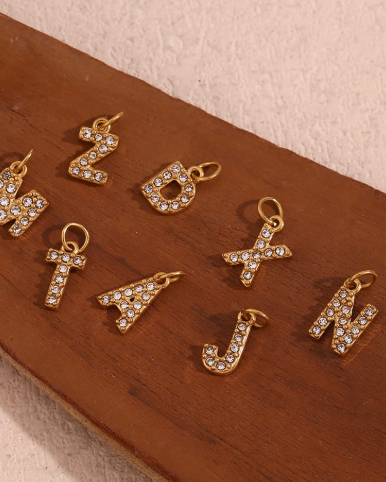 Rhinestone Letter Charm-Necklaces-Krush Kandy, Women's Online Fashion Boutique Located in Phoenix, Arizona (Scottsdale Area)