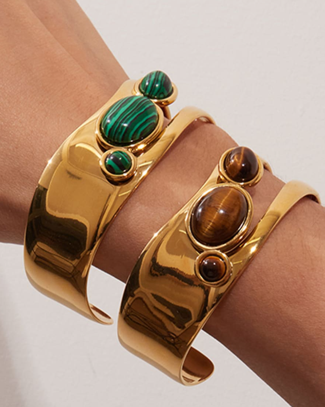 Stainless Steel Ethereal Stone Slab Cuffs-Jewelry-Krush Kandy, Women's Online Fashion Boutique Located in Phoenix, Arizona (Scottsdale Area)