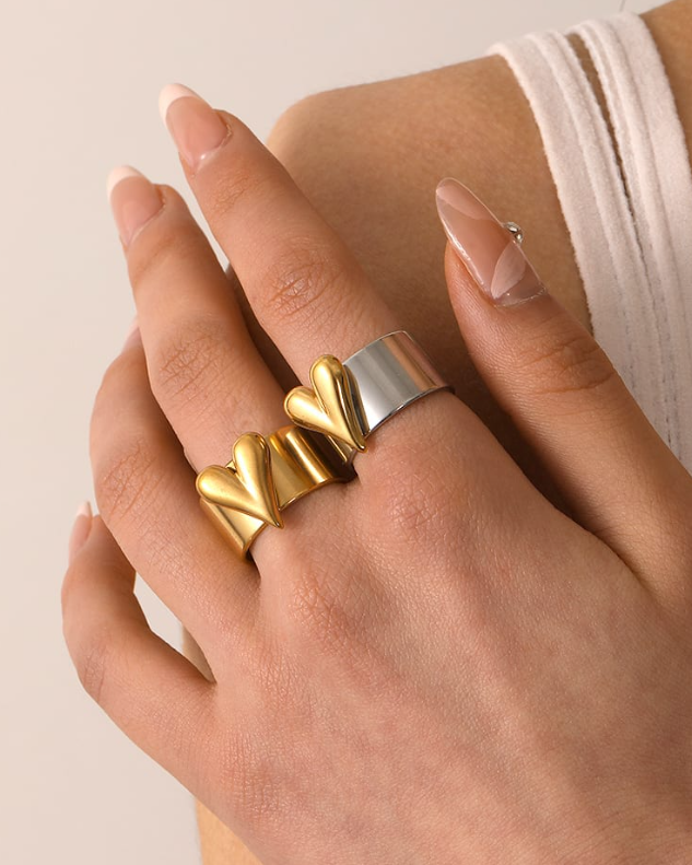 Stainless Steel Heart Minimalist Band Ring-Jewelry-Krush Kandy, Women's Online Fashion Boutique Located in Phoenix, Arizona (Scottsdale Area)