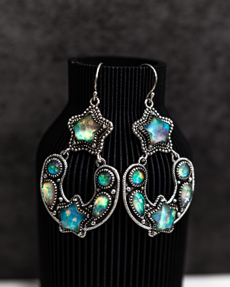 Starry Night Horseshoe Stone Earrings-Stud Earrings-Krush Kandy, Women's Online Fashion Boutique Located in Phoenix, Arizona (Scottsdale Area)