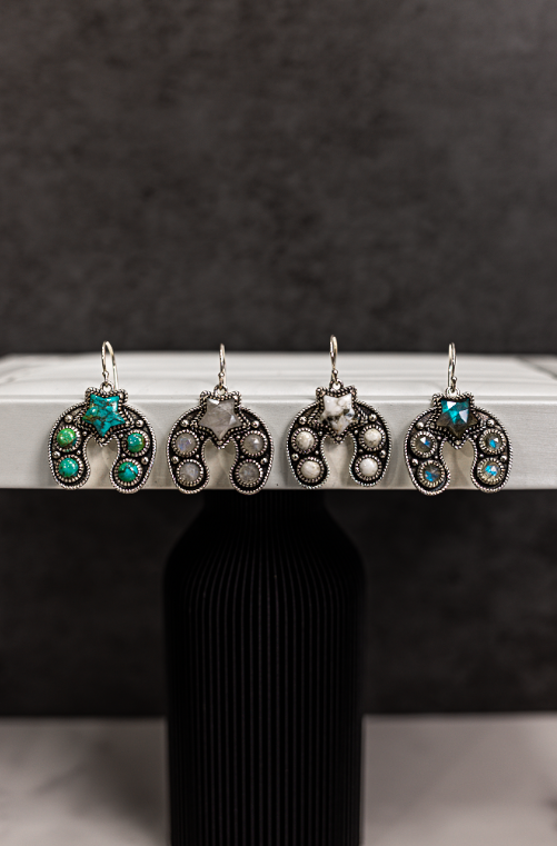 New In Town Horseshoe Stone Earrings-Drop Earrings-Krush Kandy, Women's Online Fashion Boutique Located in Phoenix, Arizona (Scottsdale Area)