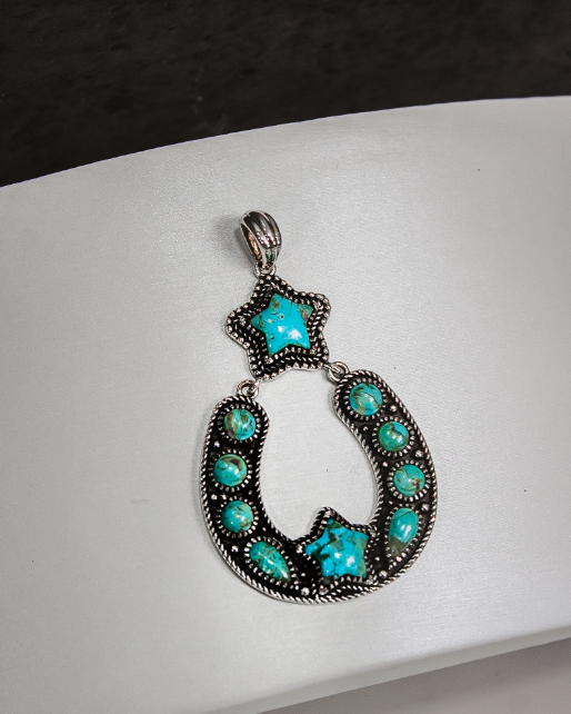 Starry Night Horseshoe Stone Pendant-Pendant Necklaces-Krush Kandy, Women's Online Fashion Boutique Located in Phoenix, Arizona (Scottsdale Area)