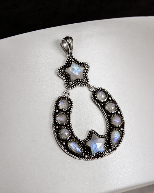 Starry Night Horseshoe Stone Pendant-Pendant Necklaces-Krush Kandy, Women's Online Fashion Boutique Located in Phoenix, Arizona (Scottsdale Area)