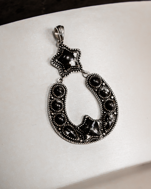 Starry Night Horseshoe Stone Pendant-Pendant Necklaces-Krush Kandy, Women's Online Fashion Boutique Located in Phoenix, Arizona (Scottsdale Area)