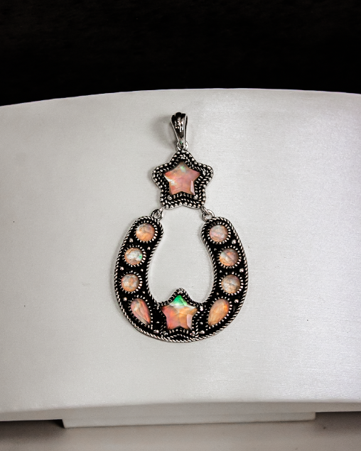 Starry Night Horseshoe Stone Pendant-Pendant Necklaces-Krush Kandy, Women's Online Fashion Boutique Located in Phoenix, Arizona (Scottsdale Area)