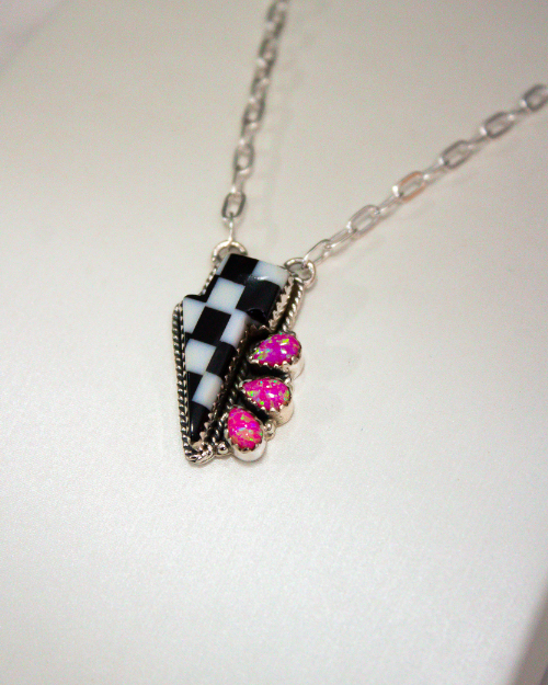 Checkered Lightning Bolt Stone Cluster Necklace MADE TO ORDER-Chain Necklaces-Krush Kandy, Women's Online Fashion Boutique Located in Phoenix, Arizona (Scottsdale Area)