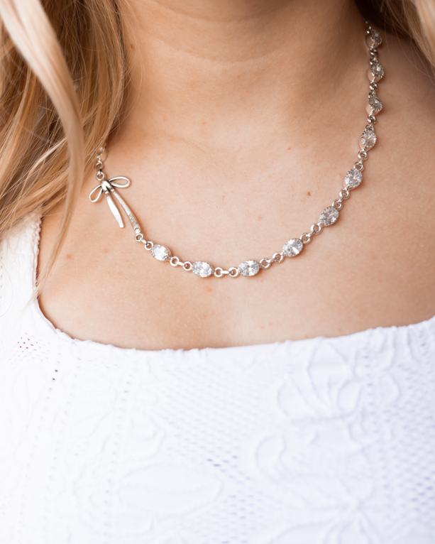 Crystal Chic Bow Necklace-Necklaces-Krush Kandy, Women's Online Fashion Boutique Located in Phoenix, Arizona (Scottsdale Area)