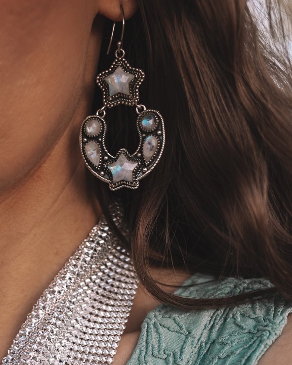 Starry Night Horseshoe Stone Earrings-Stud Earrings-Krush Kandy, Women's Online Fashion Boutique Located in Phoenix, Arizona (Scottsdale Area)