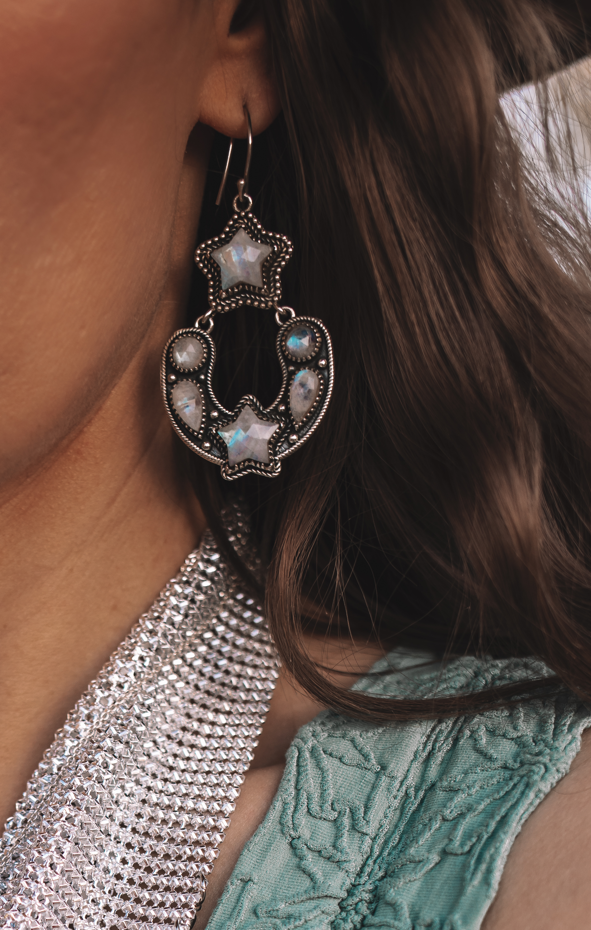 Starry Night Horseshoe Stone Earrings-Stud Earrings-Krush Kandy, Women's Online Fashion Boutique Located in Phoenix, Arizona (Scottsdale Area)