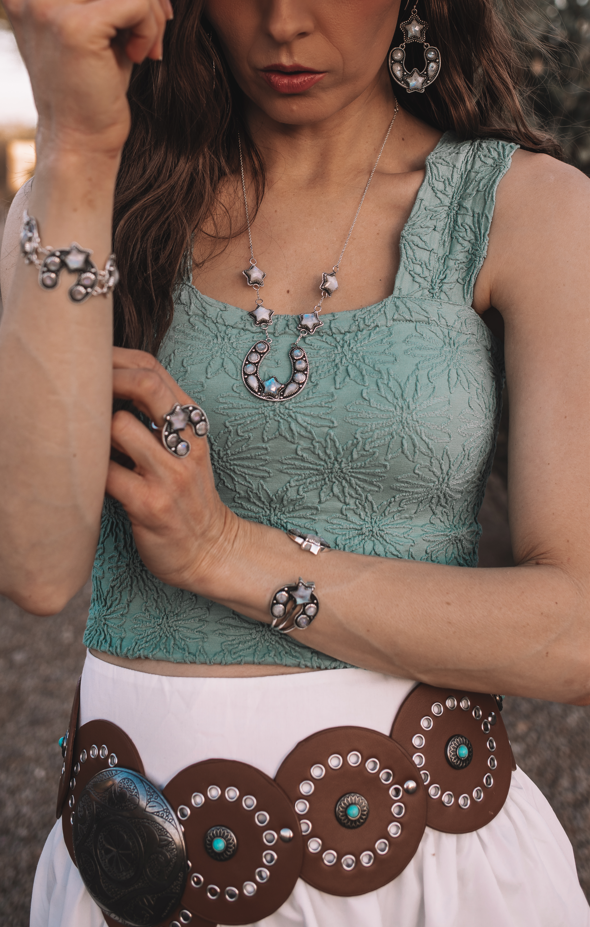 Starry Night Horseshoe Stone Earrings-Stud Earrings-Krush Kandy, Women's Online Fashion Boutique Located in Phoenix, Arizona (Scottsdale Area)