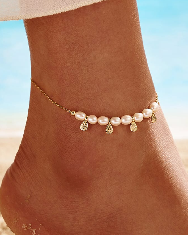 Freshwater Pearl Water Drop Minimalist Anklet-Bracelets-Krush Kandy, Women's Online Fashion Boutique Located in Phoenix, Arizona (Scottsdale Area)