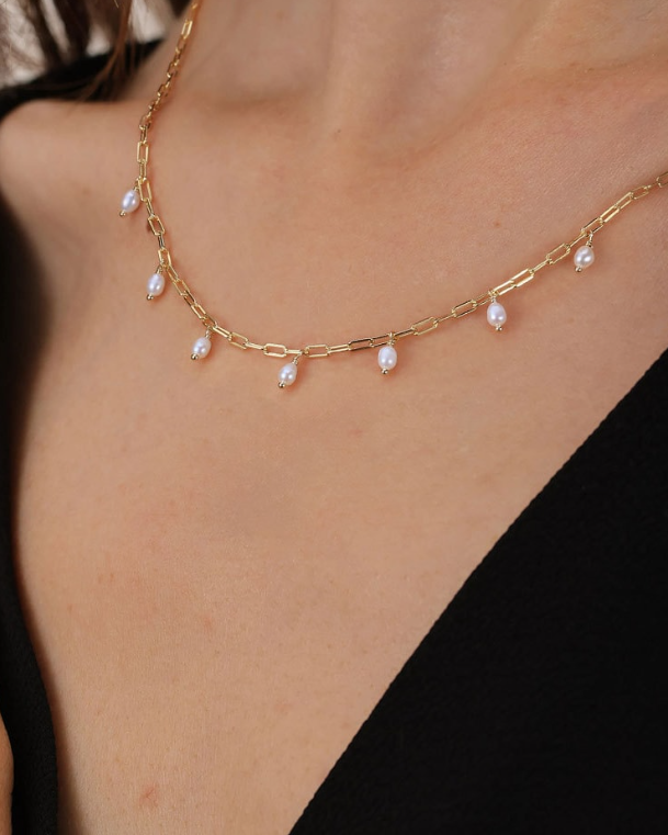Linked Together Freshwater Pearl Necklace-Necklaces-Krush Kandy, Women's Online Fashion Boutique Located in Phoenix, Arizona (Scottsdale Area)