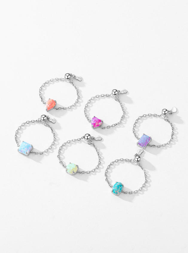 Sterling Silver Opal Geometric Minimalist Band Ring-Ring-Krush Kandy, Women's Online Fashion Boutique Located in Phoenix, Arizona (Scottsdale Area)