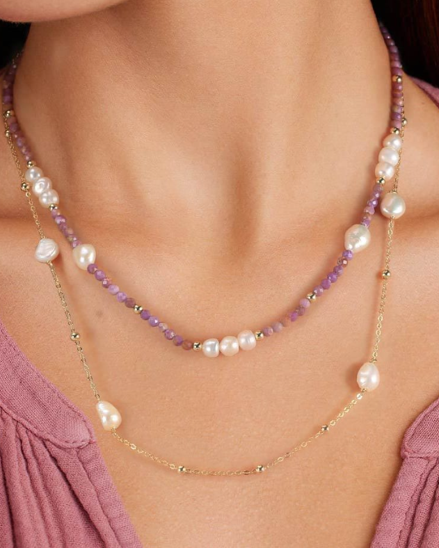 Natural Stone Minimalist Multi Strand Necklace-Necklaces-Krush Kandy, Women's Online Fashion Boutique Located in Phoenix, Arizona (Scottsdale Area)