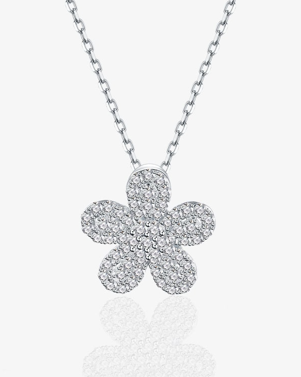 Cubic Zirconia Flower Dainty Necklace-Necklaces-Krush Kandy, Women's Online Fashion Boutique Located in Phoenix, Arizona (Scottsdale Area)