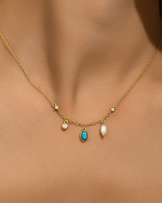 Turquoise Geometric Vintage Necklace-Necklaces-Krush Kandy, Women's Online Fashion Boutique Located in Phoenix, Arizona (Scottsdale Area)