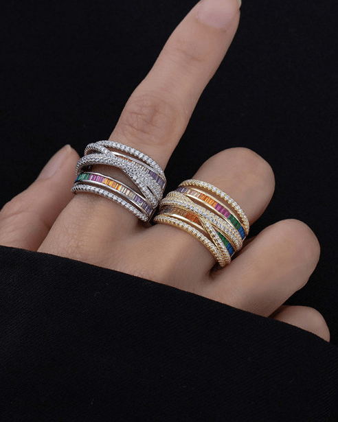 Cubic Zirconia Geometric Luxury Stackable Ring-Ring-Krush Kandy, Women's Online Fashion Boutique Located in Phoenix, Arizona (Scottsdale Area)