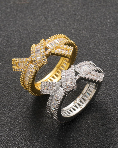 Shimmering Cubic Zirconia Bowknot Ring-Rings-Krush Kandy, Women's Online Fashion Boutique Located in Phoenix, Arizona (Scottsdale Area)