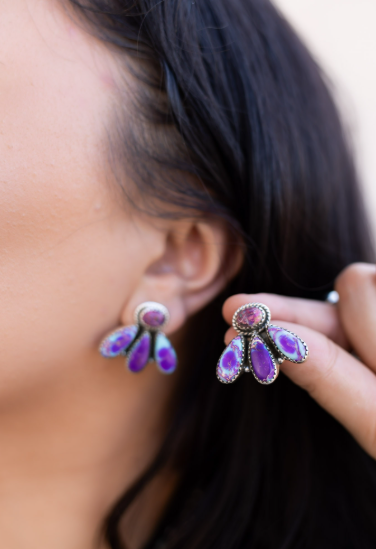 Desert Jasper Three Petal Studs-Earrings-Krush Kandy, Women's Online Fashion Boutique Located in Phoenix, Arizona (Scottsdale Area)