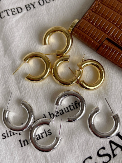 C-Shaped Vintage Stud Earrings-Earrings-Krush Kandy, Women's Online Fashion Boutique Located in Phoenix, Arizona (Scottsdale Area)