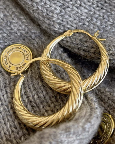 Vintage Corrugated Hoop Earrings-Earrings-Krush Kandy, Women's Online Fashion Boutique Located in Phoenix, Arizona (Scottsdale Area)