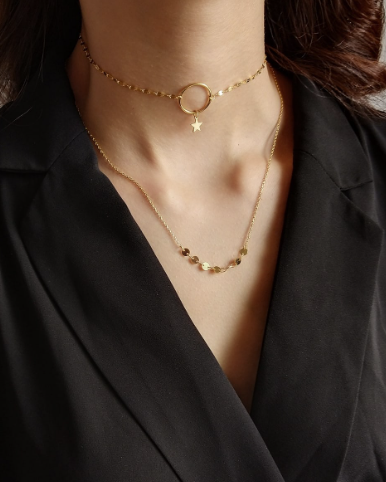 Stars Round Choker Necklace-Necklaces-Krush Kandy, Women's Online Fashion Boutique Located in Phoenix, Arizona (Scottsdale Area)