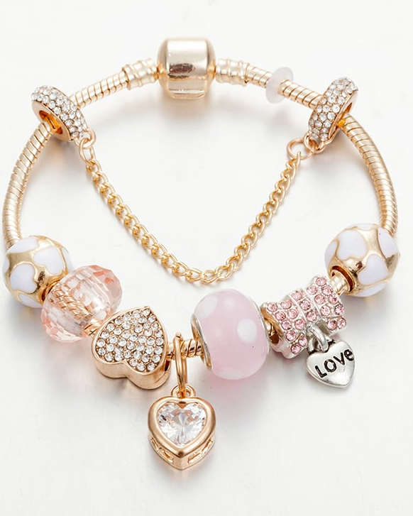 Crystal Stone Heart Lux Charm Bracelet-Jewelry-Krush Kandy, Women's Online Fashion Boutique Located in Phoenix, Arizona (Scottsdale Area)