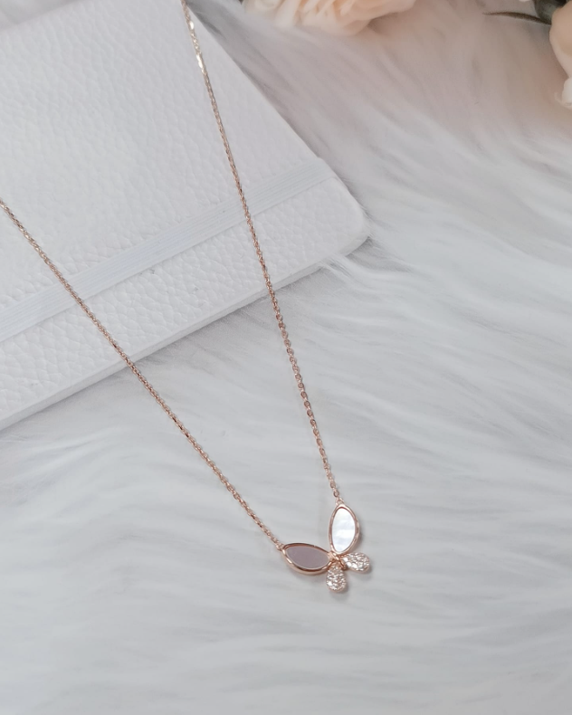 Sterling Silver Shell Butterfly Necklace-Necklaces-Krush Kandy, Women's Online Fashion Boutique Located in Phoenix, Arizona (Scottsdale Area)