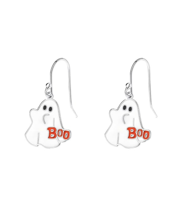 Serling Silver Enamel Halloween Ghost Earrings-Earrings-Krush Kandy, Women's Online Fashion Boutique Located in Phoenix, Arizona (Scottsdale Area)