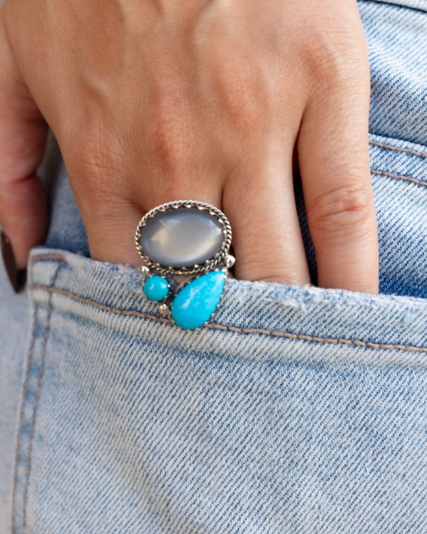 Silver Moon Blue & Grey Three Stone Adjustable Ring.jpeg