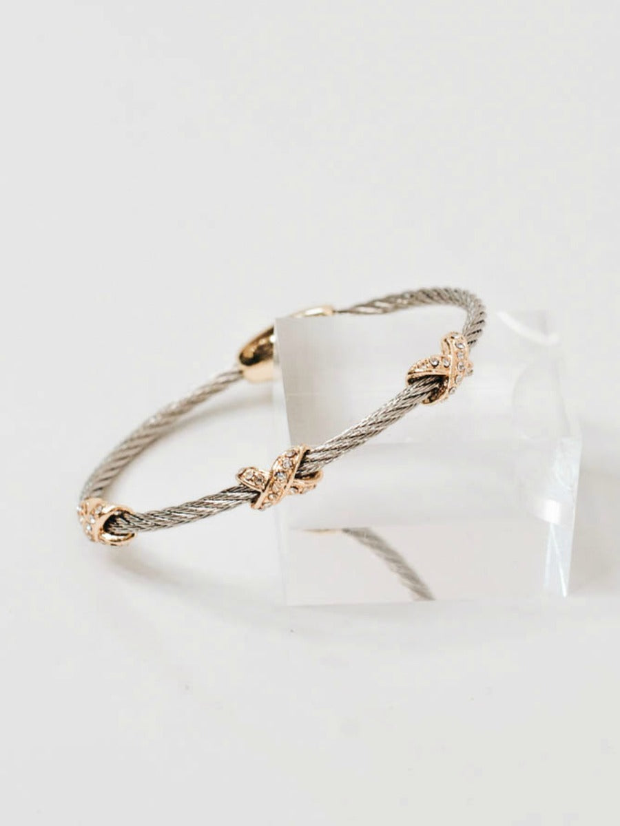 Two Tone X Bracelet-Twisted Bracelets-Krush Kandy, Women's Online Fashion Boutique Located in Phoenix, Arizona (Scottsdale Area)