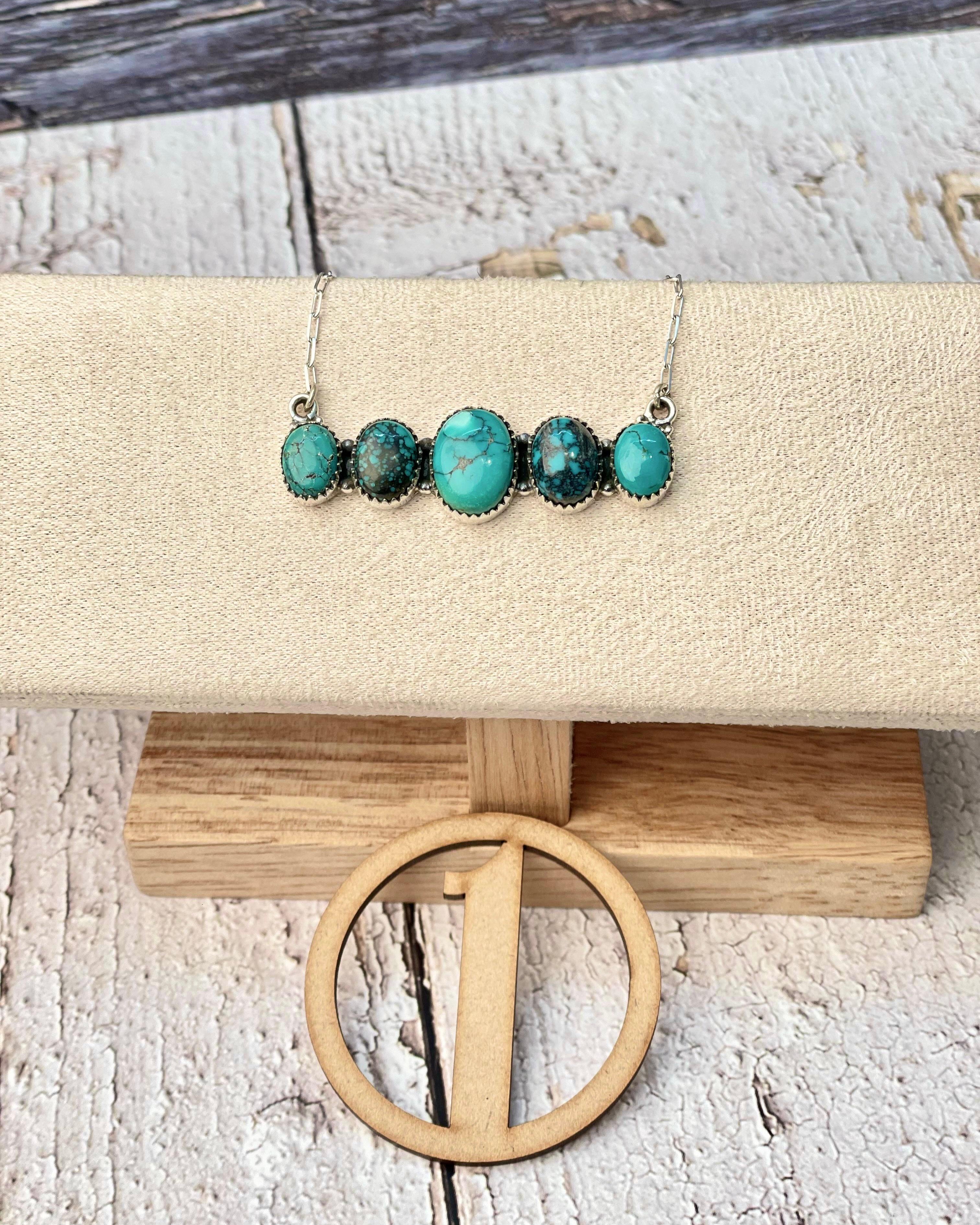 Turquoise Cluster Bar Necklace-Necklaces-Krush Kandy, Women's Online Fashion Boutique Located in Phoenix, Arizona (Scottsdale Area)