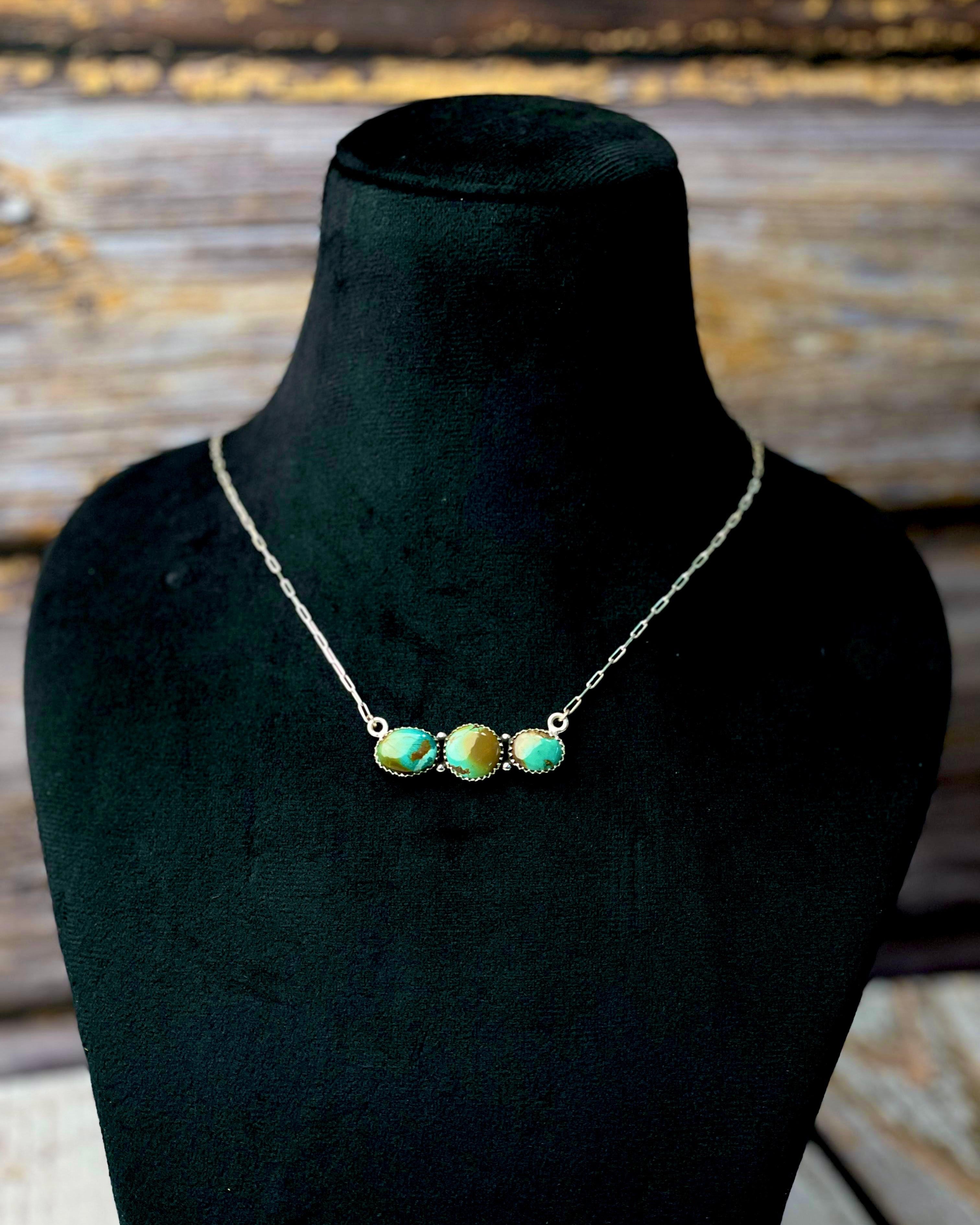 Mini Hubei Turquoise Bar Necklace-Necklaces-Krush Kandy, Women's Online Fashion Boutique Located in Phoenix, Arizona (Scottsdale Area)