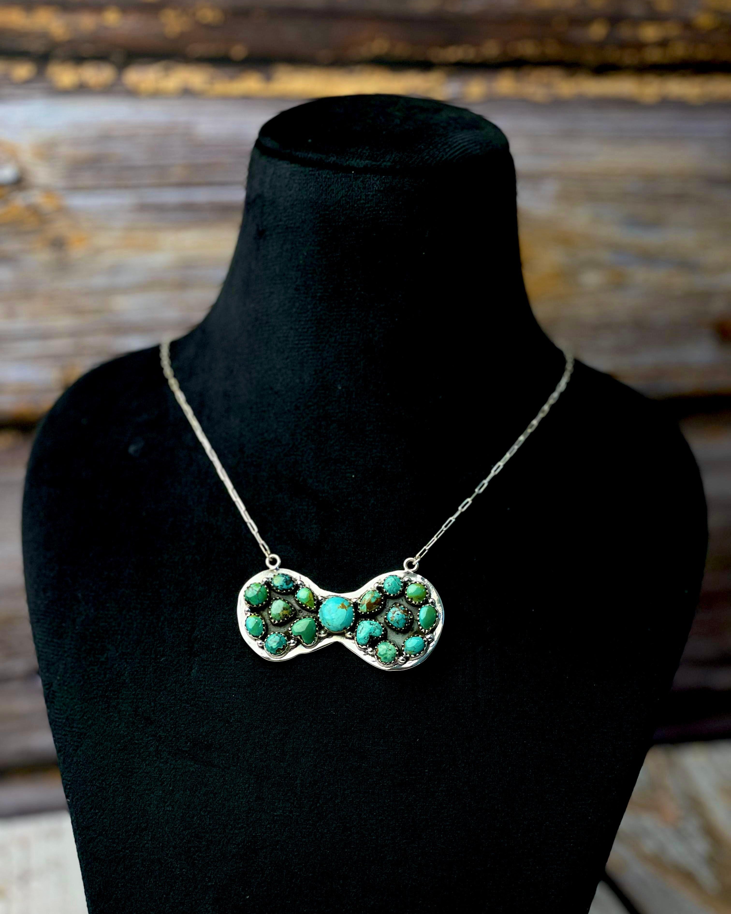 Turquoise Bow Cluster Necklace-Necklaces-Krush Kandy, Women's Online Fashion Boutique Located in Phoenix, Arizona (Scottsdale Area)