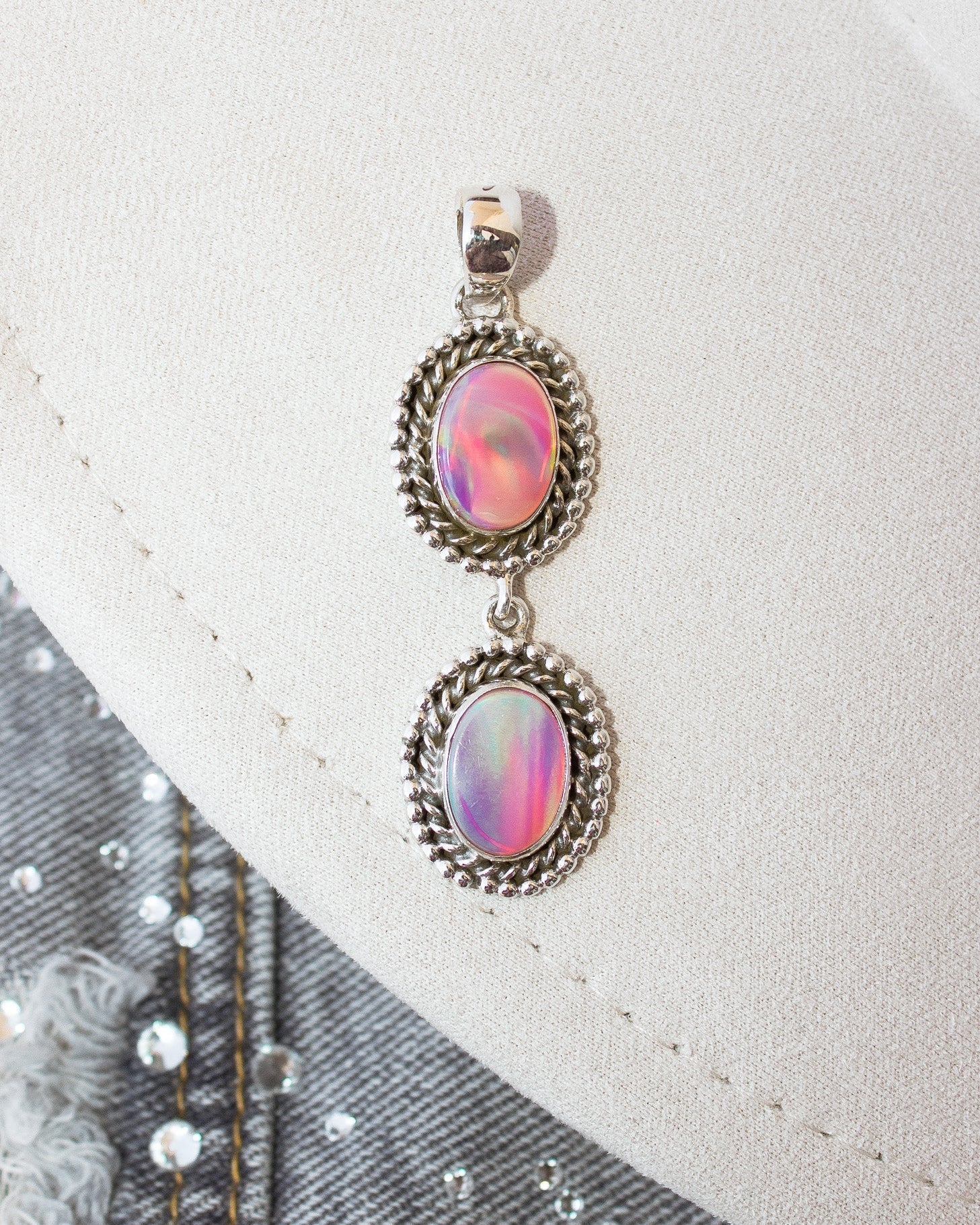 Detailed Two Stone Drop Pendant-Charms & Pendants-Krush Kandy, Women's Online Fashion Boutique Located in Phoenix, Arizona (Scottsdale Area)