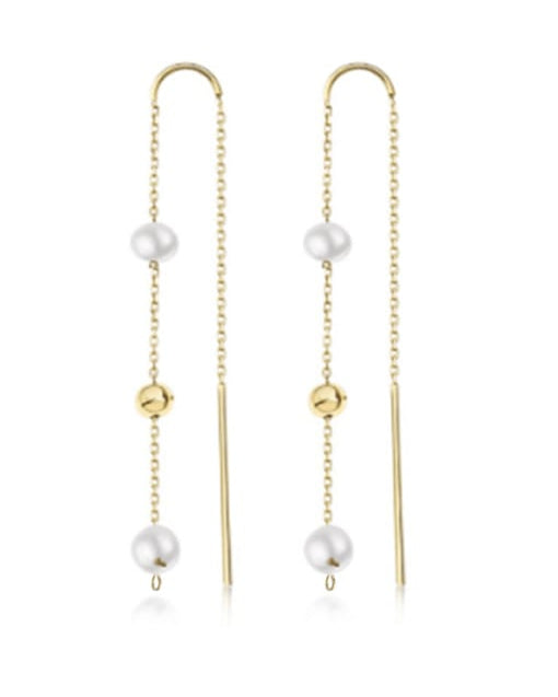 Sterling Silver Imitation Pearl Tassel Minimalist Threader Earrings-Earrings-Krush Kandy, Women's Online Fashion Boutique Located in Phoenix, Arizona (Scottsdale Area)