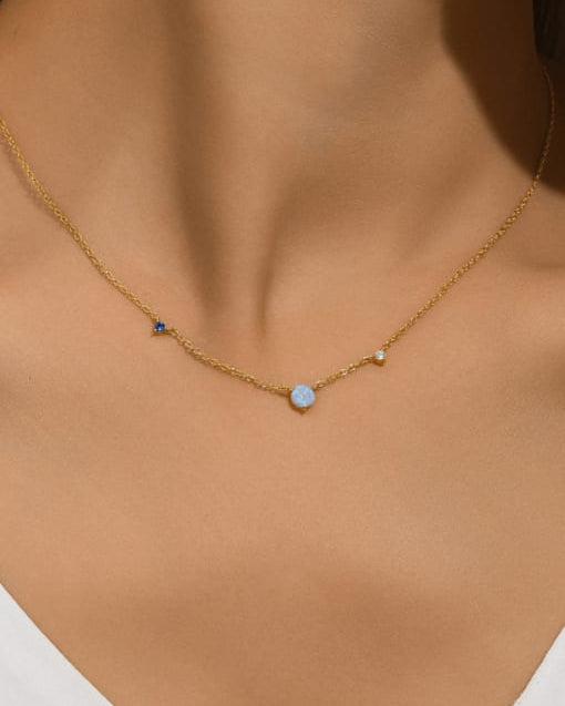 Opal Geometric Minimalist Necklace-Necklaces-Krush Kandy, Women's Online Fashion Boutique Located in Phoenix, Arizona (Scottsdale Area)