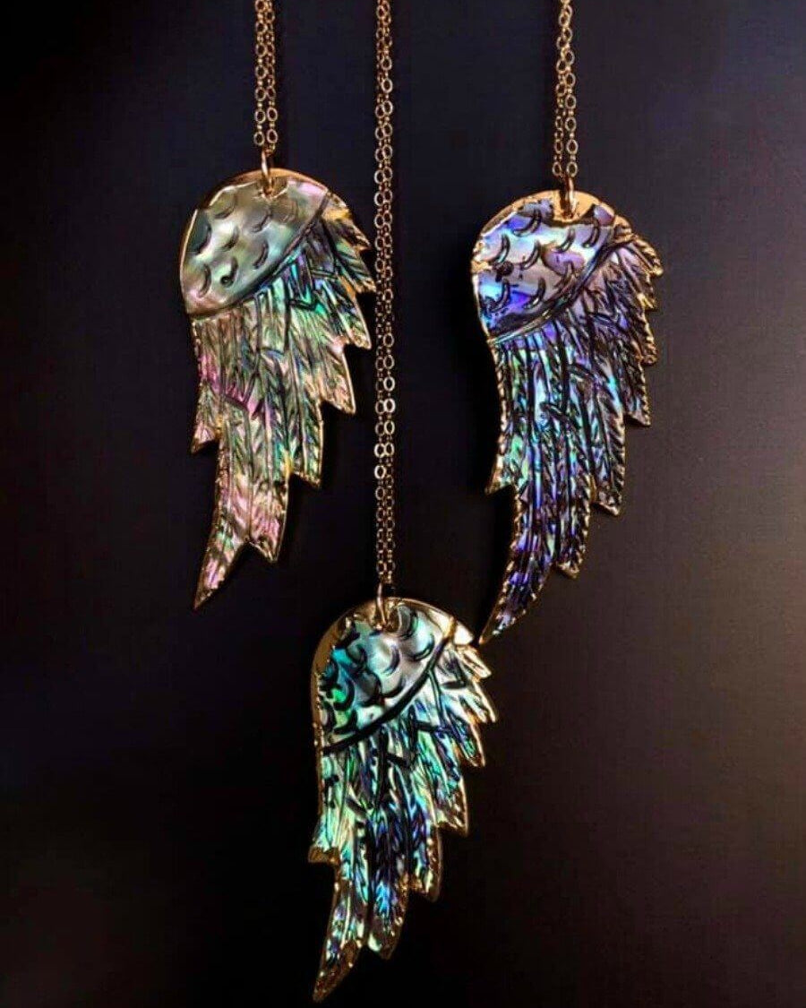 Abalone Wing Necklace-Chain Necklaces-Krush Kandy, Women's Online Fashion Boutique Located in Phoenix, Arizona (Scottsdale Area)